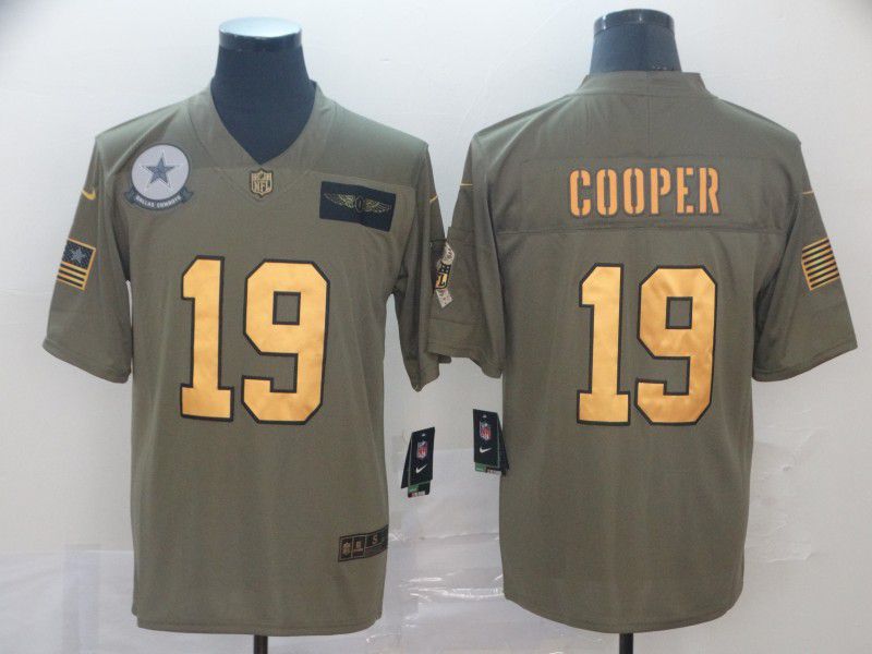Men Dallas Cowboys #19 Cooper Gold Nike Olive Salute To Service Limited NFL Jersey